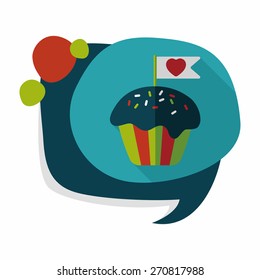 Valentine's Day cupcake flat icon with long shadow,eps10