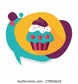 Valentine's Day cupcake flat icon with long shadow,eps10