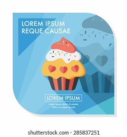 Valentine's Day cupcake flat icon with long shadow,eps10