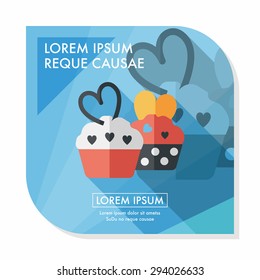 Valentine's Day cupcake flat icon with long shadow,eps10