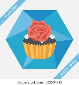 Valentine's Day cupcake flat icon with long shadow,eps10