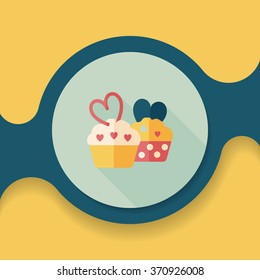 Valentine's Day cupcake flat icon with long shadow,eps10