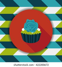 Valentine's Day cupcake flat icon with long shadow,eps10
