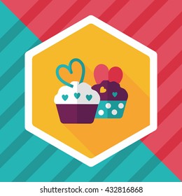 Valentine's Day cupcake flat icon with long shadow,eps10