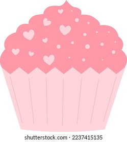 Valentines day Cupcake with hearts vector illustration