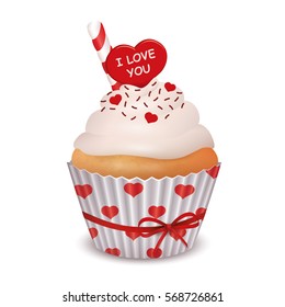 Valentine's day Cupcake. Vector design.
