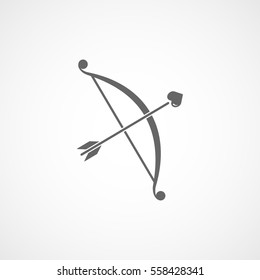 Valentines Day Cupid Arrow And Bow Flat Icon On White Background