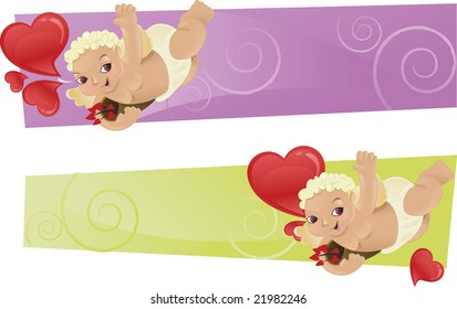 Valentines day cupid banners