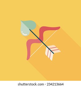 valentine's day Cupid bow and arrow flat icon with long shadow,eps10 