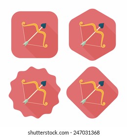 valentine's day Cupid bow and arrow flat icon with long shadow,eps10