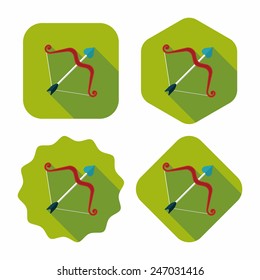 valentine's day Cupid bow and arrow flat icon with long shadow,eps10