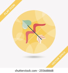 valentine's day Cupid bow and arrow flat icon with long shadow,eps10