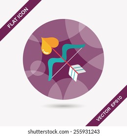 valentine's day Cupid bow and arrow flat icon with long shadow,eps10