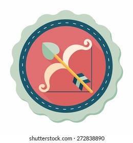valentine's day Cupid bow and arrow flat icon with long shadow,eps10