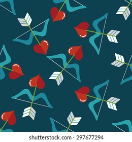 valentine's day Cupid bow and arrow flat icon,e seamless pattern background