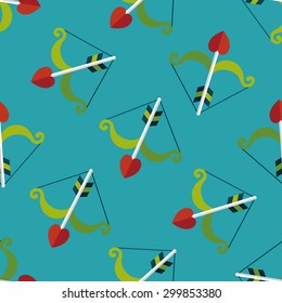 valentine's day Cupid bow and arrow flat icon,e seamless pattern background