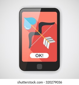 valentine's day Cupid bow and arrow flat icon with long shadow,eps10