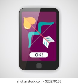 valentine's day Cupid bow and arrow flat icon with long shadow,eps10