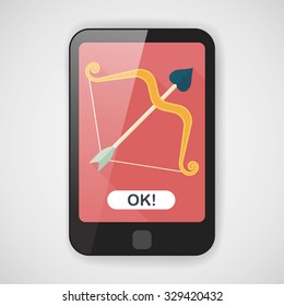 valentine's day Cupid bow and arrow flat icon with long shadow,eps10