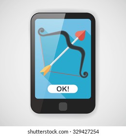 valentine's day Cupid bow and arrow flat icon with long shadow,eps10