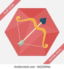 valentine's day Cupid bow and arrow flat icon with long shadow,eps10