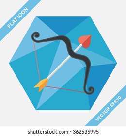 valentine's day Cupid bow and arrow flat icon with long shadow,eps10