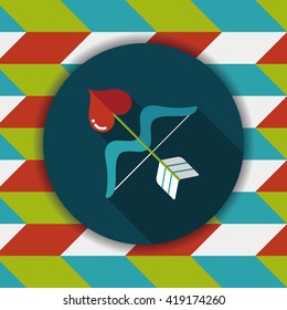 valentine's day Cupid bow and arrow flat icon with long shadow,eps10