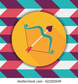 valentine's day Cupid bow and arrow flat icon with long shadow,eps10