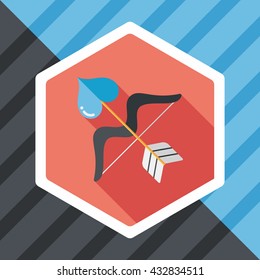 valentine's day Cupid bow and arrow flat icon with long shadow,eps10
