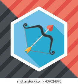 valentine's day Cupid bow and arrow flat icon with long shadow,eps10