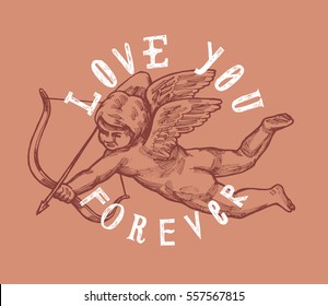 Valentines Day Cupid Drawing Card.