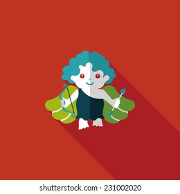 Valentine's Day cupid flat icon with long shadow,eps10