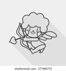 Valentine's Day cupid flat icon with long shadow, line icon