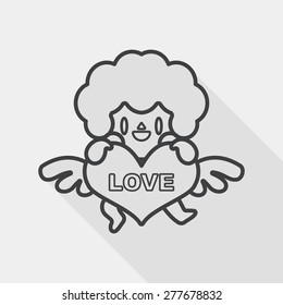 Valentine's Day cupid flat icon with long shadow, line icon