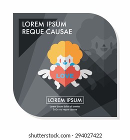 Valentine's Day cupid flat icon with long shadow,eps10