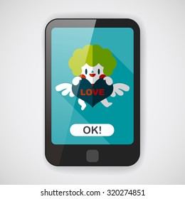 Valentine's Day cupid flat icon with long shadow,eps10