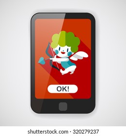 Valentine's Day cupid flat icon with long shadow,eps10