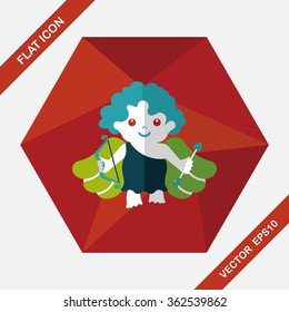 Valentine's Day cupid flat icon with long shadow,eps10