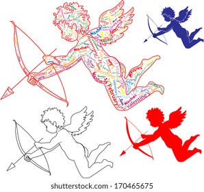 In Valentine's Day Cupid in graphic style with a transparent background
