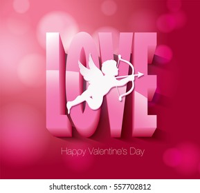 Día de San Valentín con cupido. Ilustración del vector