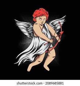 valentine's day cupid vintage illustration