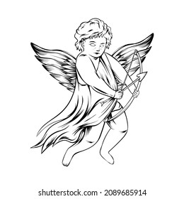 valentine's day cupid vintage illustration sketch