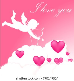 Valentine's day, Cupid,clouds vector illustration