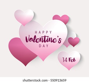 Valentine's day with cut paper heart. Vector illustration