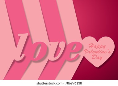 Valentine's day. cut paper heart and cut love. Vector illustration