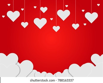 Valentine's day cut paper heart abstract background - vetor illustration 