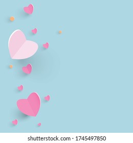 Valentine's day with cut of paper hearts.
