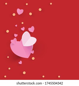Valentine's day with cut of paper hearts.