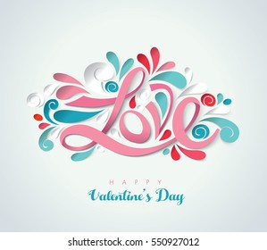 Valentine's day with cut paper. Vector illustration