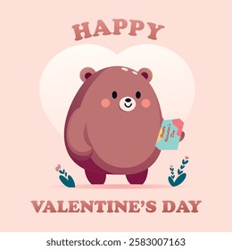 Valentine's Day Cute Bear. Vector Illustration EPS 10.